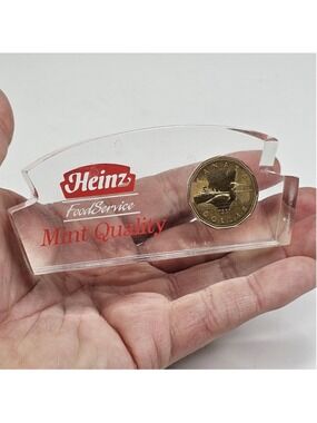 1991 Heinz FoodService Mint Quality Canadian Loonie Coin Acrylic Paperweight